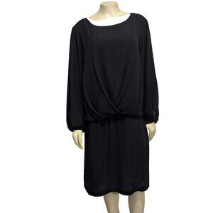 Vince Camuto 1X Black Blouson Long-Sleeve Knee-Length Dress LBD